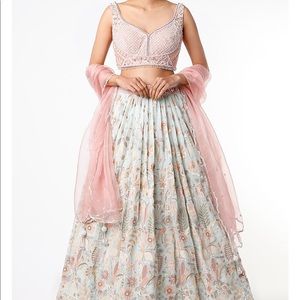 Pink/Blue lehenga designer